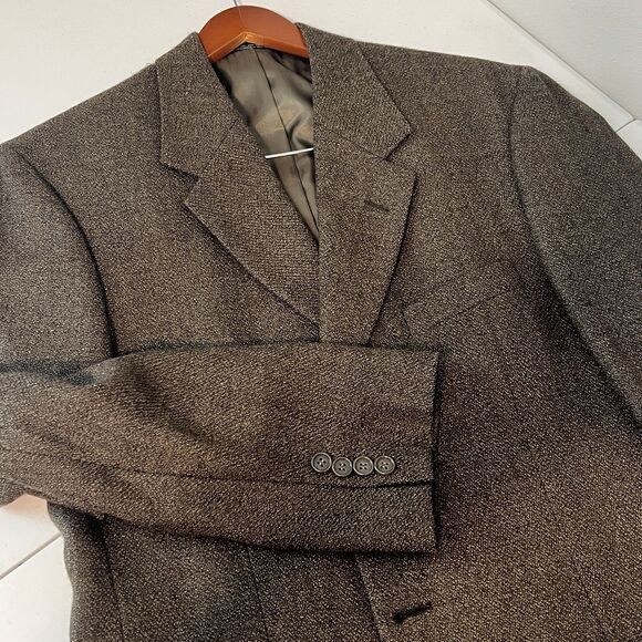 Vtg RBM Mens Size 42L Brown Lambswool Blazer Suit Jacket Sport Coat - Picture 5 of 12